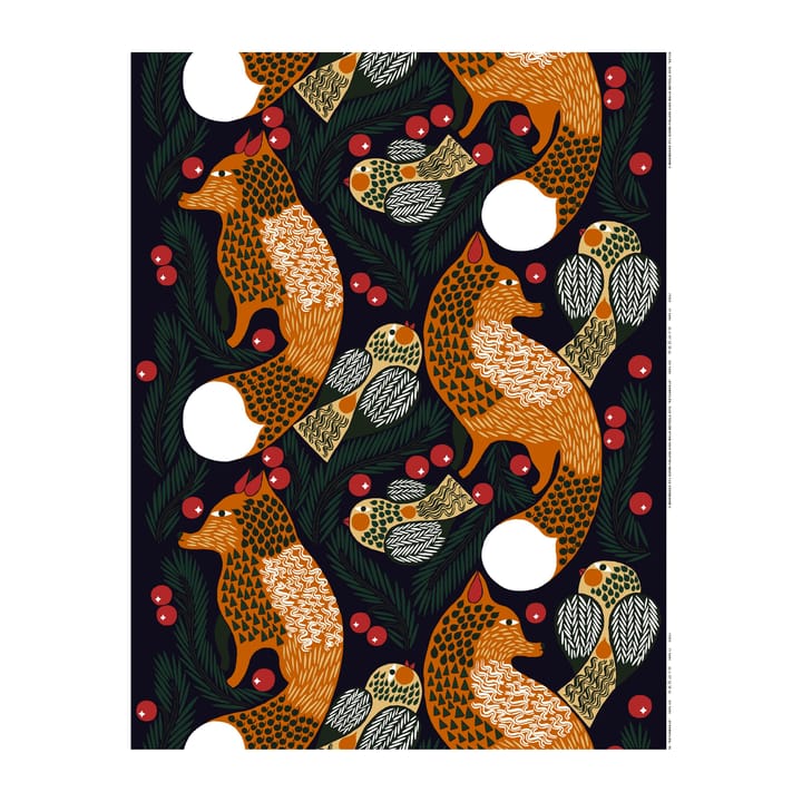 Ketunmarja tyg, Mörkblå-brun-mörkgrön Marimekko
