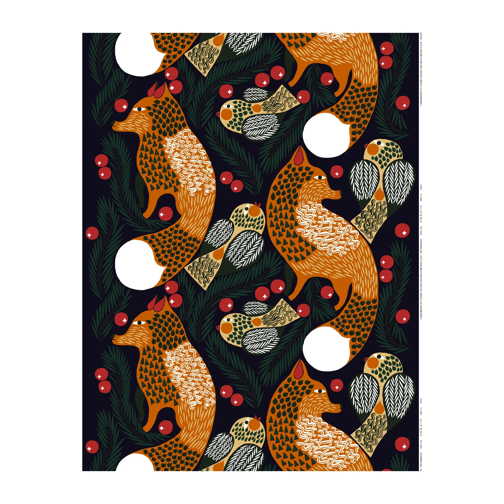 Ketunmarja vaxduk, Mörkblå-brun-mörkgrön Marimekko