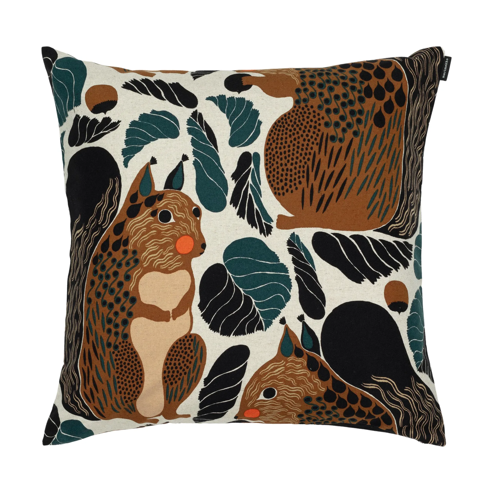 Kurre kuddfodral 50x50 cm, Linen-brown-black-red Marimekko