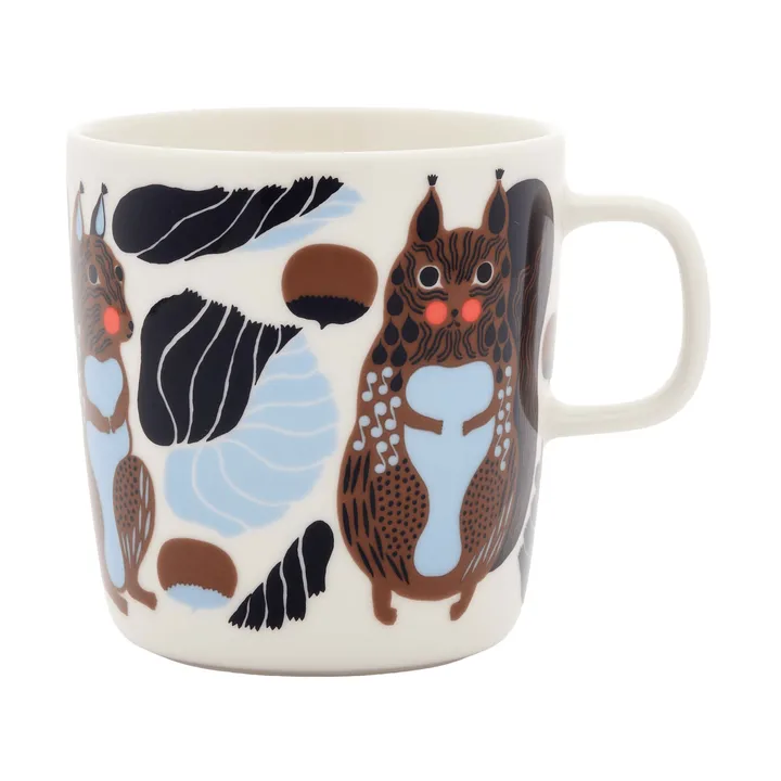 Kurre mugg 40 cl - White-brown-black-light blue - Marimekko