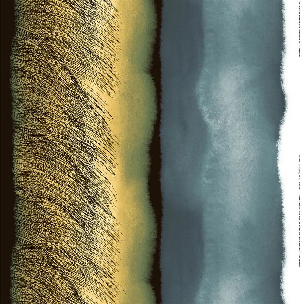 Marimekko Kuuskajaskari tyg grå-gul-svart