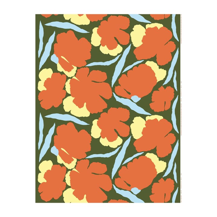 Malvikki tyg - Mörkgrön-orange-gul - Marimekko