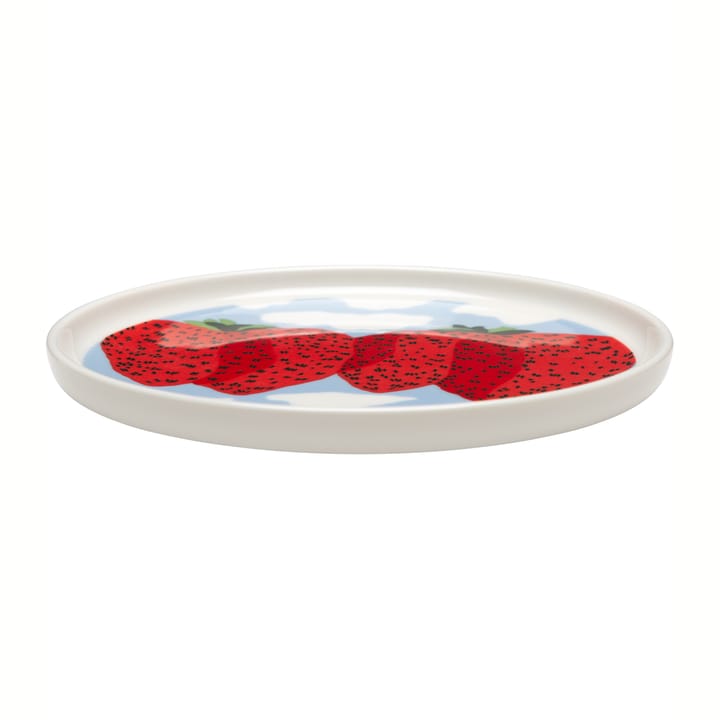 Mansikkavuoret tallrik 13,5 cm - Ljusblå-röd - Marimekko
