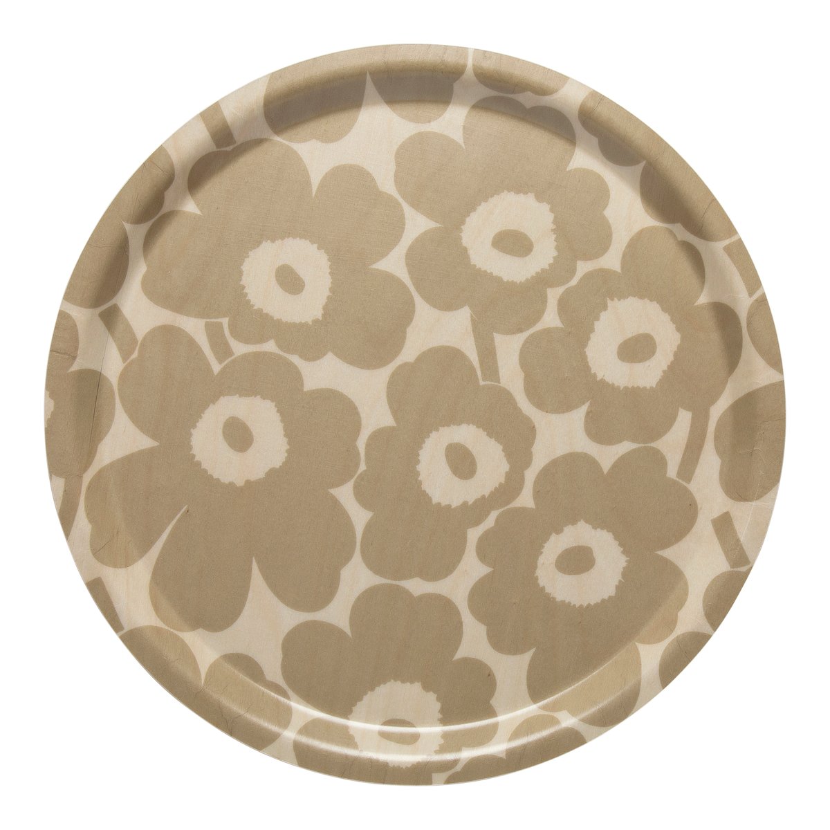 Marimekko Mini Unikko rund bricka Ljusbrun-beige | Skandinavisk Design | Brickor | Beige