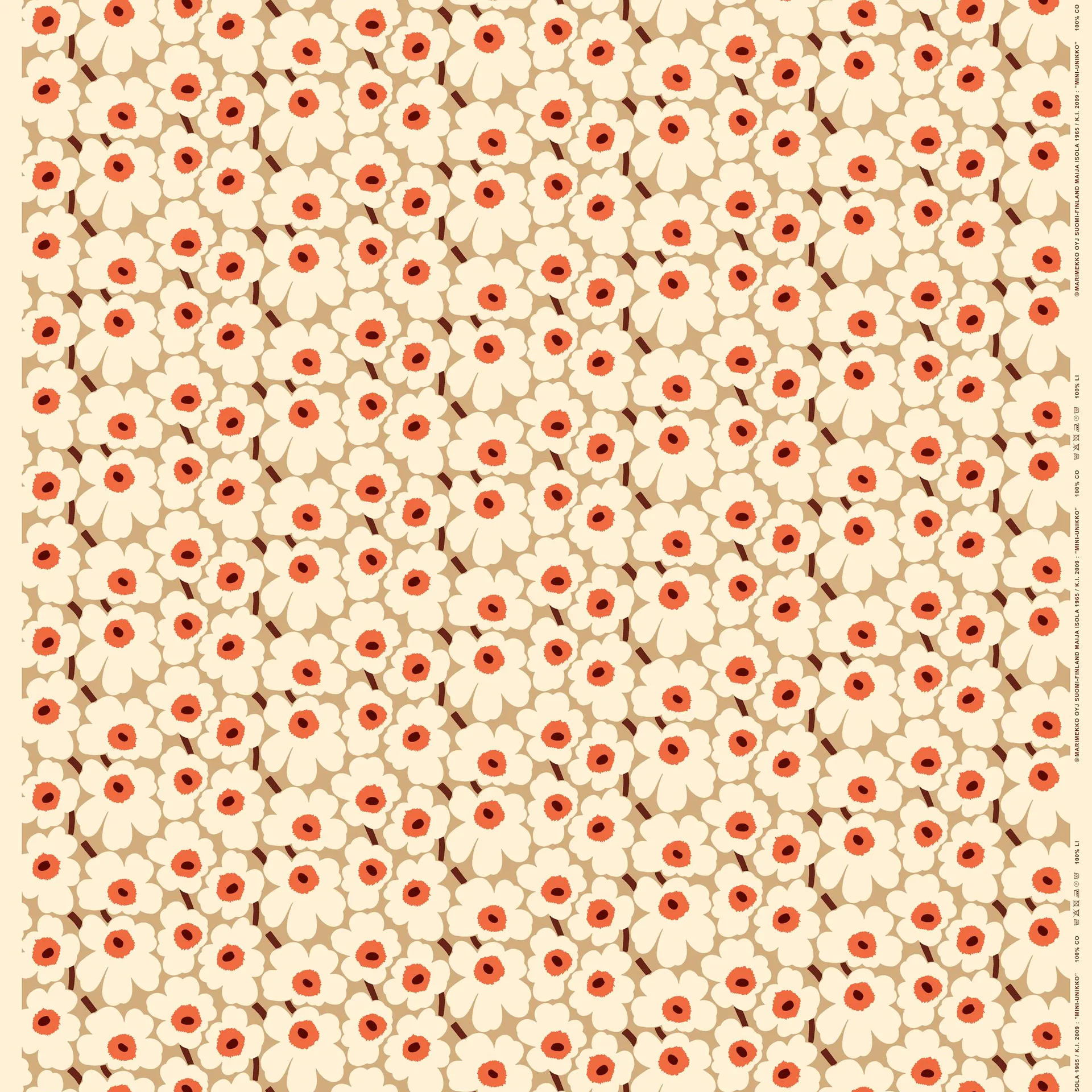 Mini Unikko tyg, Beige-orange Marimekko