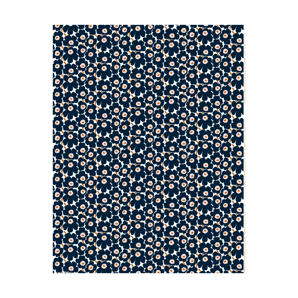 Marimekko Mini Unikko tyg White-dark navy-powder-tile