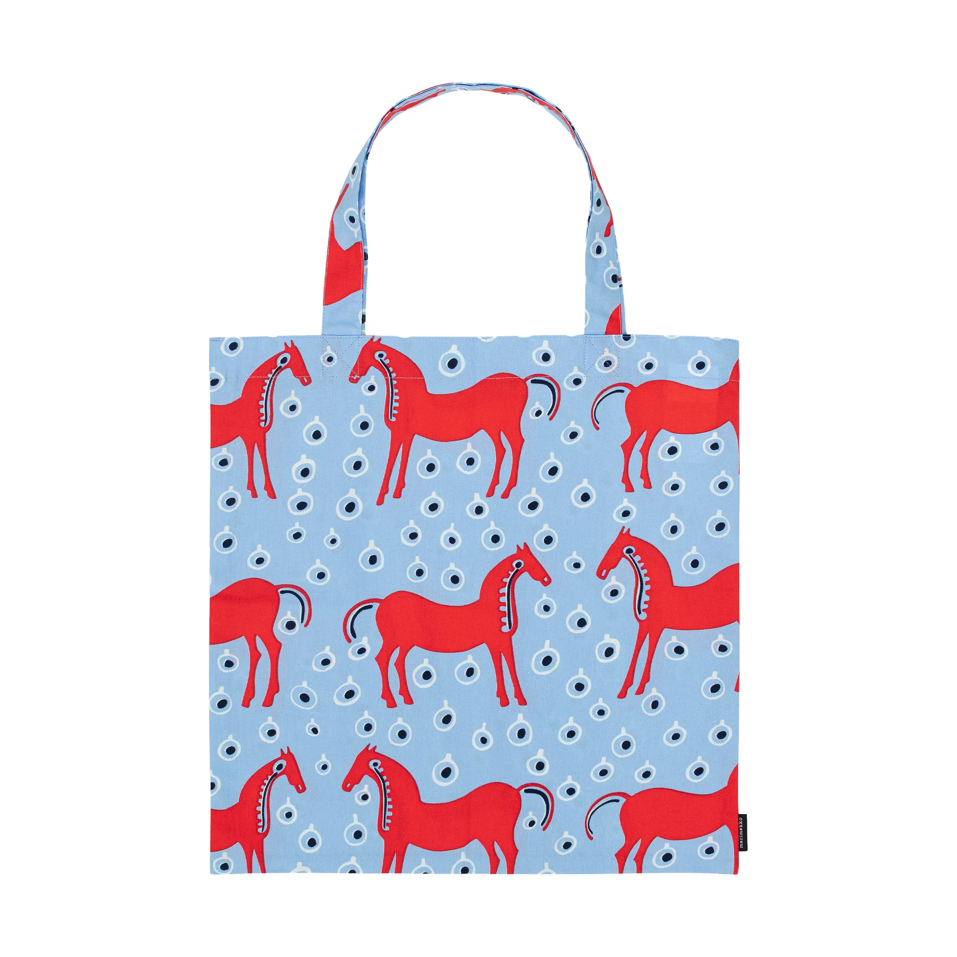 Musta Tamma väska 44x43 cm, Light blue-red-black Marimekko