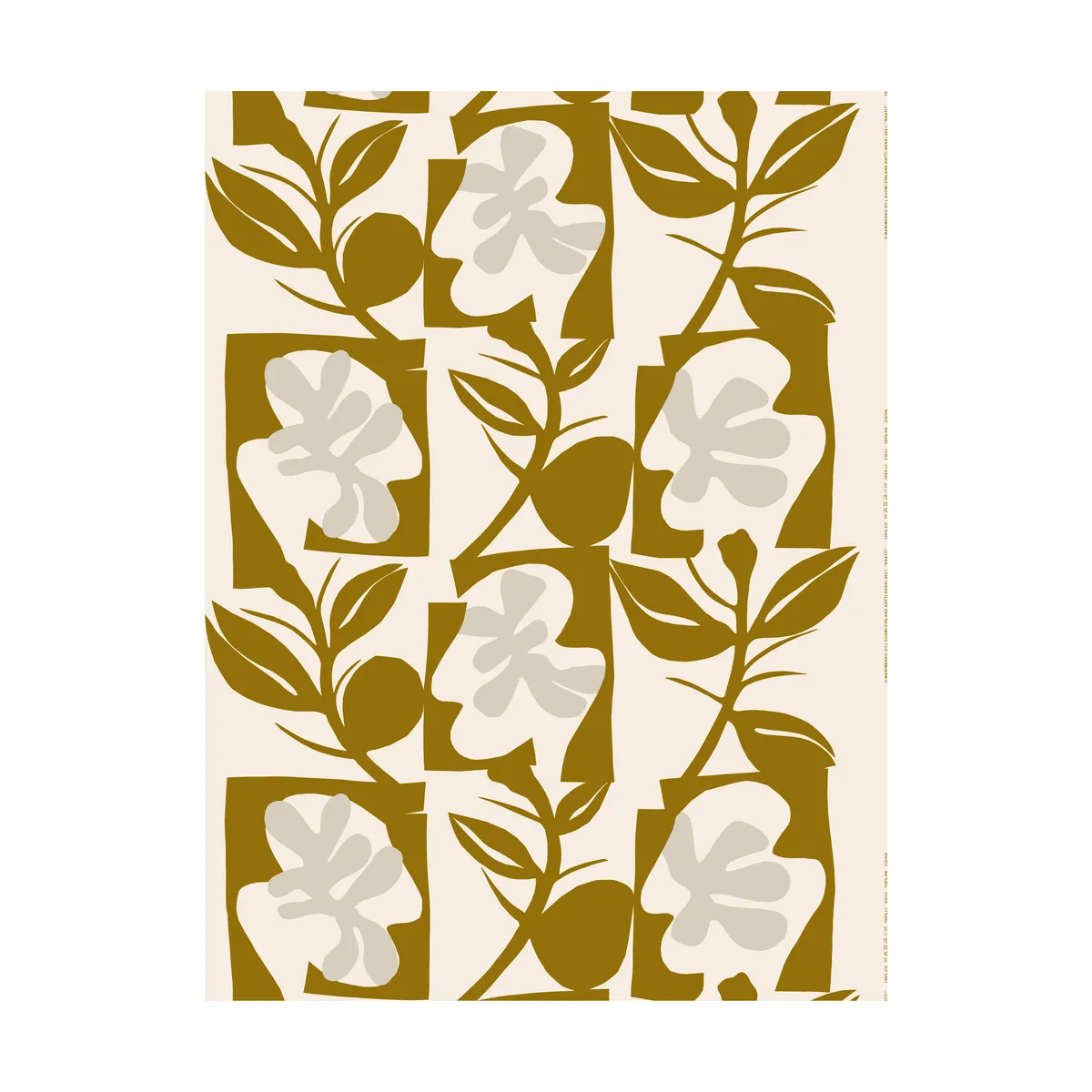 Marimekko Naatit bomullstyg cotton-olive-grey