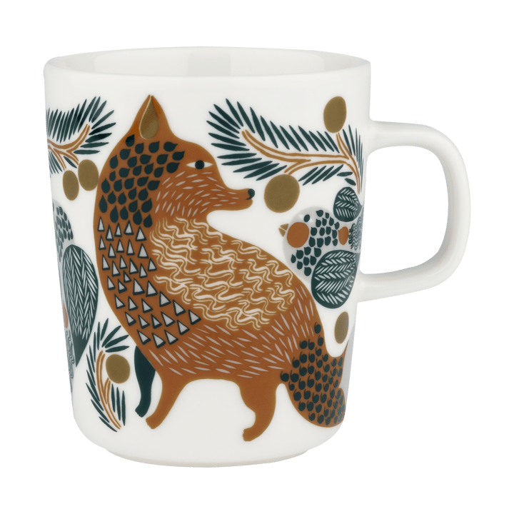 Oiva Ketunmarja mugg 25 cl - White-brown-dark green - Marimekko