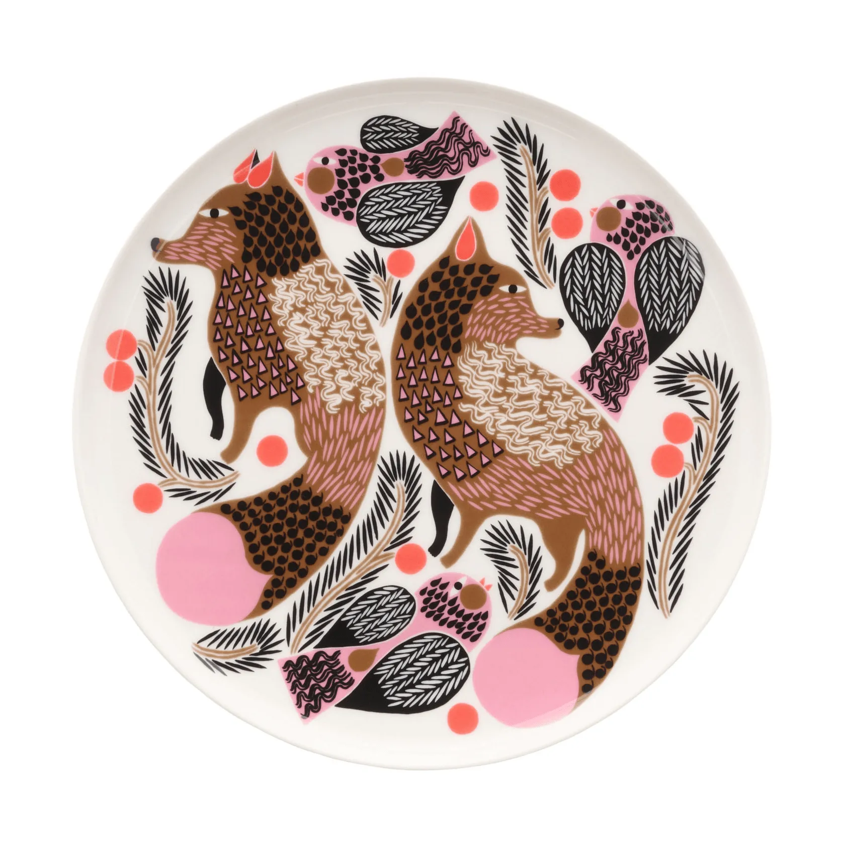 Oiva Ketunmarja tallrik Ø20 cm, White-bronze-pink-petrol Marimekko