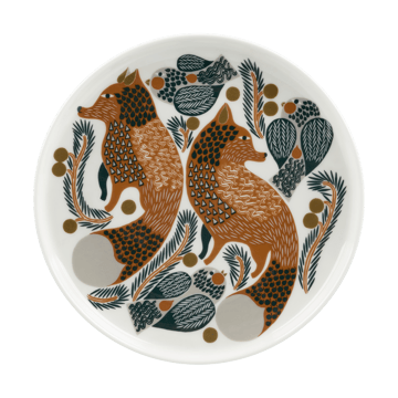 Oiva Ketunmarja tallrik Ø20 cm - White-brown-dark green - Marimekko