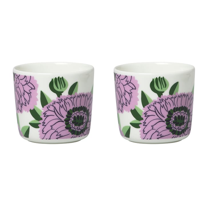 Oiva Primavera kaffekopp utan öra 20 cl 2-pack - Vit-lila-grön - Marimekko
