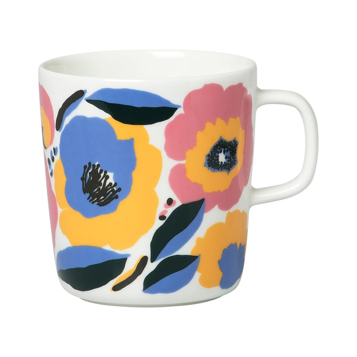 Oiva Rosarium mugg 40 cl - Vit-röd-gul-blå - Marimekko