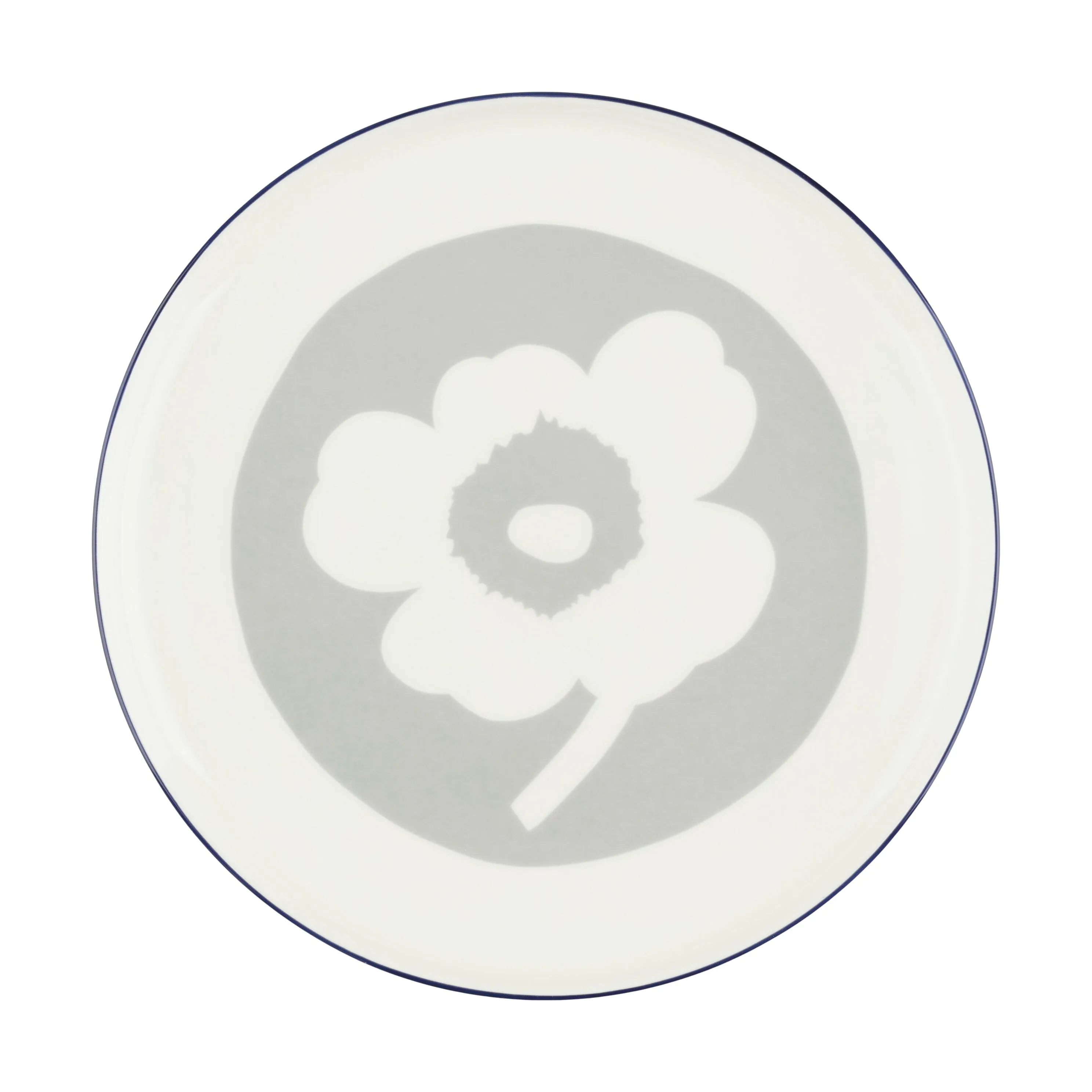 Oiva Unikko tallrik Ø25 cm, White-light grey-cobalt