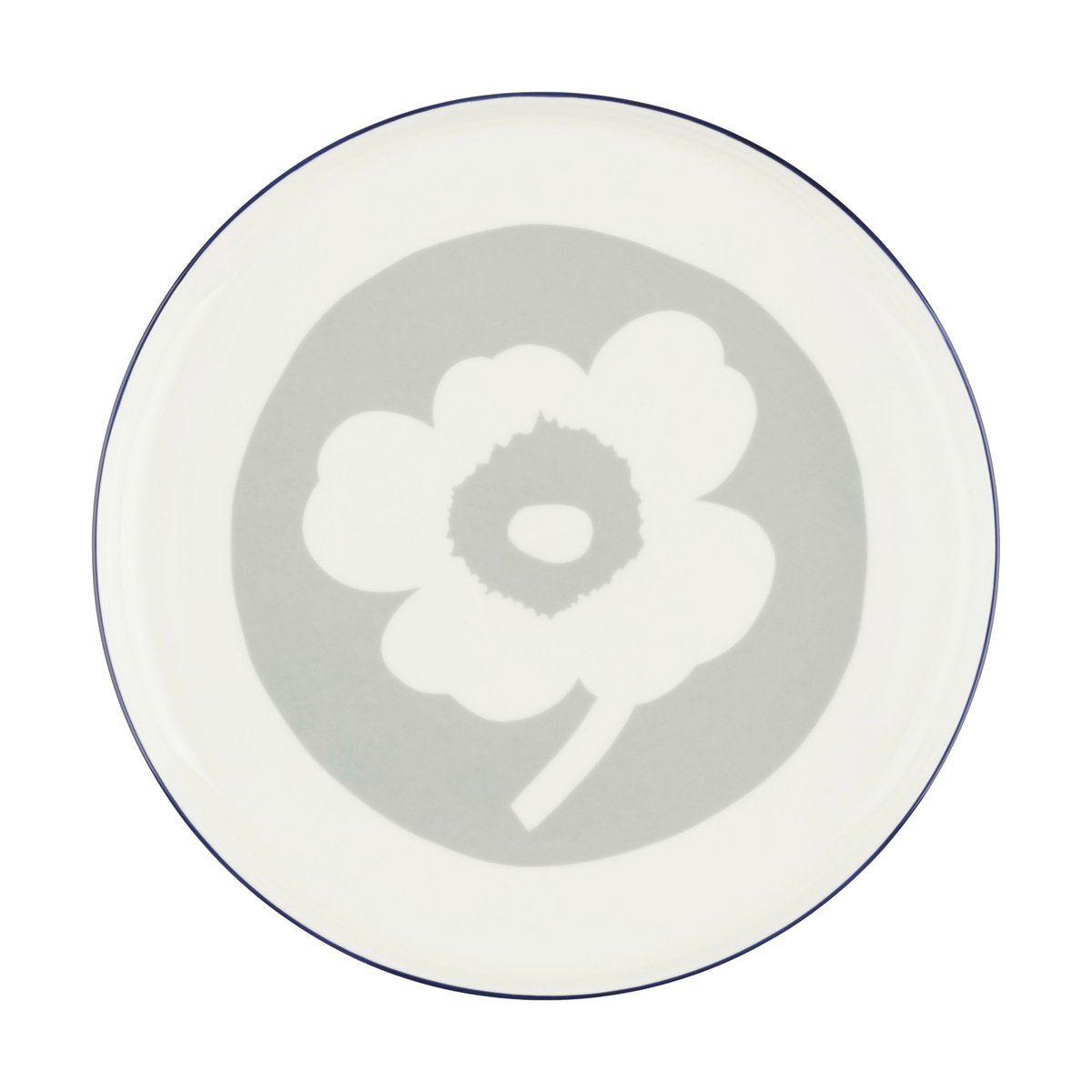 Marimekko Oiva Unikko tallrik 25 cm White-light grey-cobalt