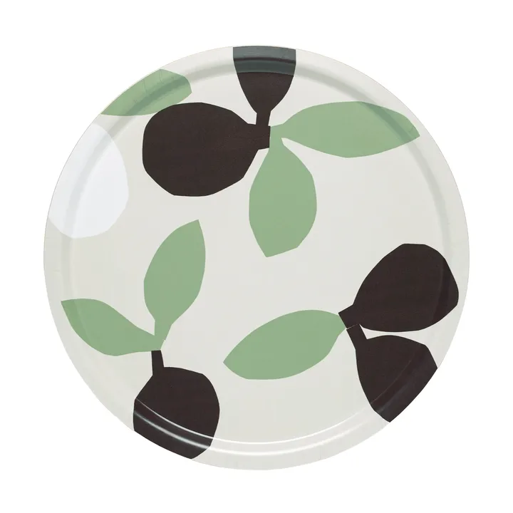 Omppo bricka - Linen, sage, black brown, white, 46 cm - Marimekko