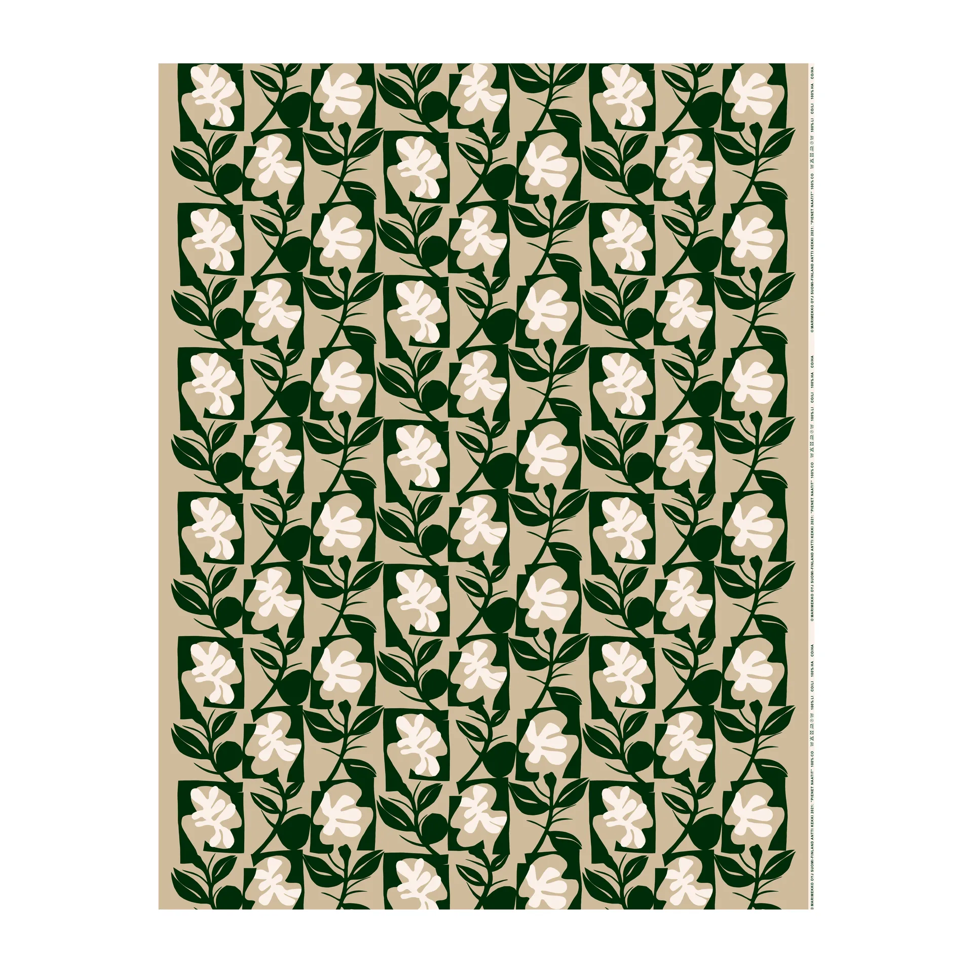 Pienet Naatit bomullstyg, beige-cotton-dark green Marimekko
