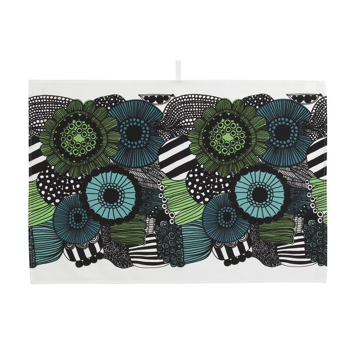 Pieni Siirtolapuutarha kökshandduk - blå-grön (Finland 100 år) - Marimekko
