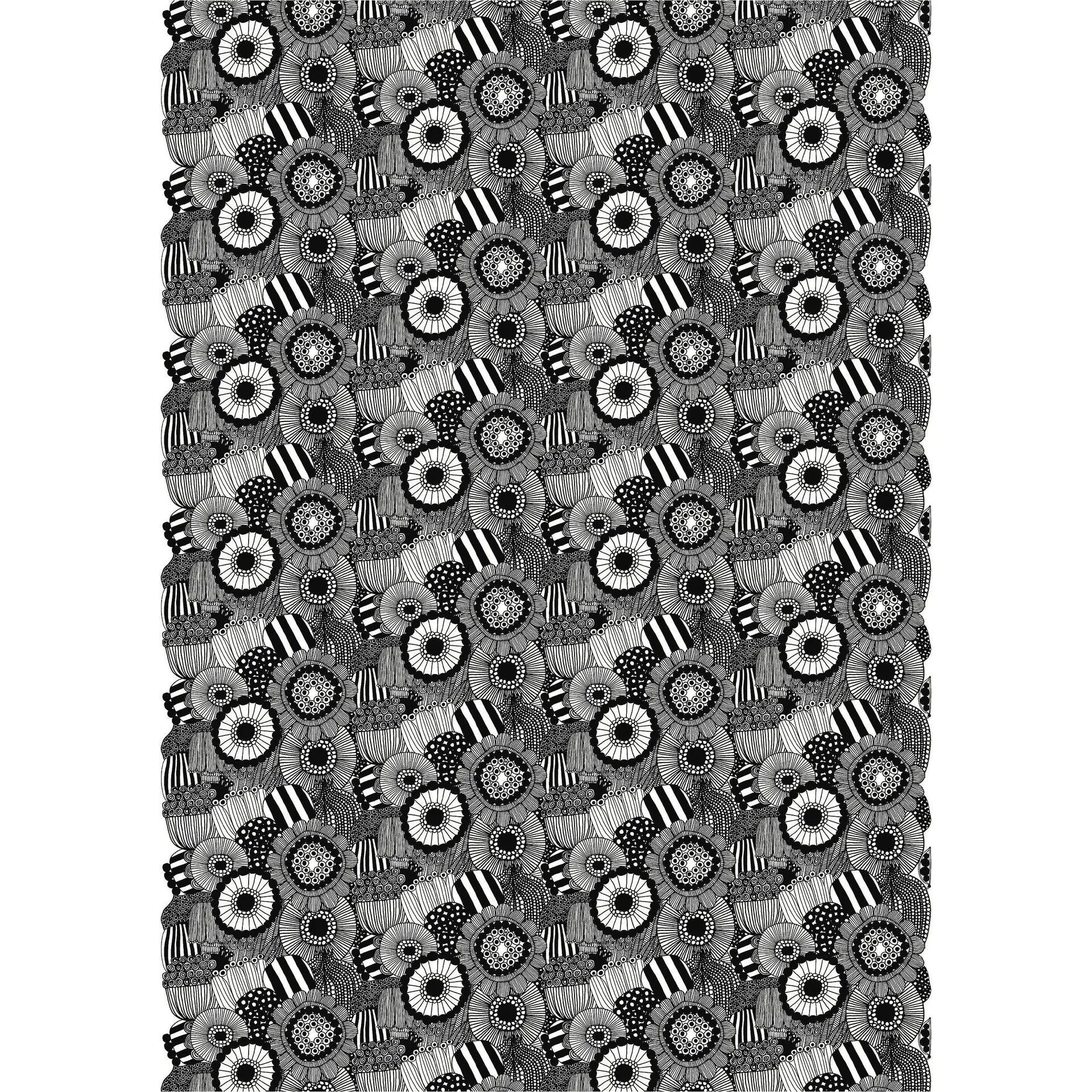 Pieni Siirtolapuutarha tyg, Vit-svart Marimekko