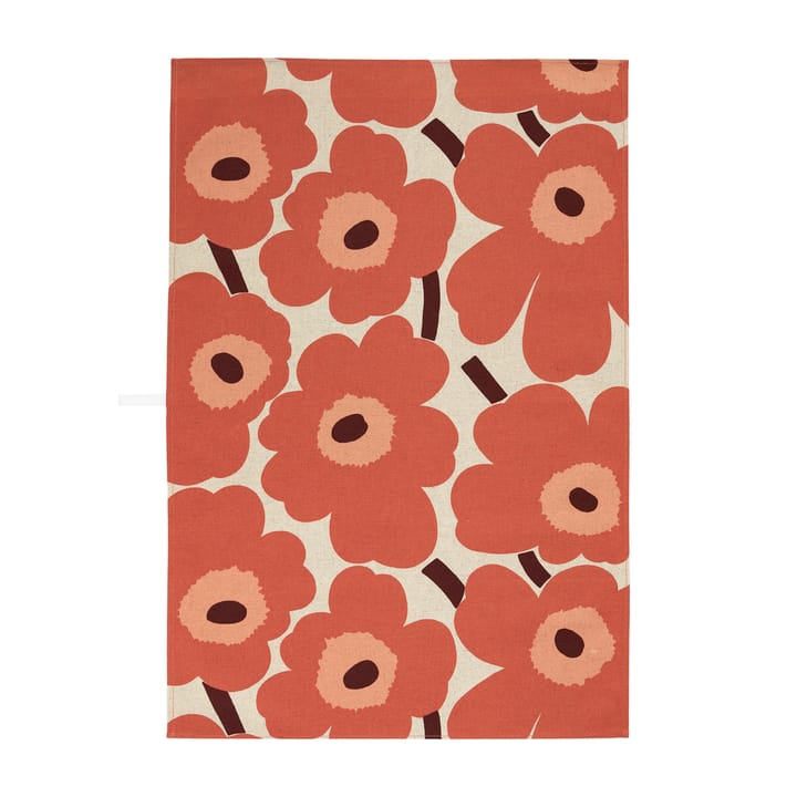 Pieni Unikko kökshandduk bomull-linne 47x70 cm, Beige-orange-brun Marimekko