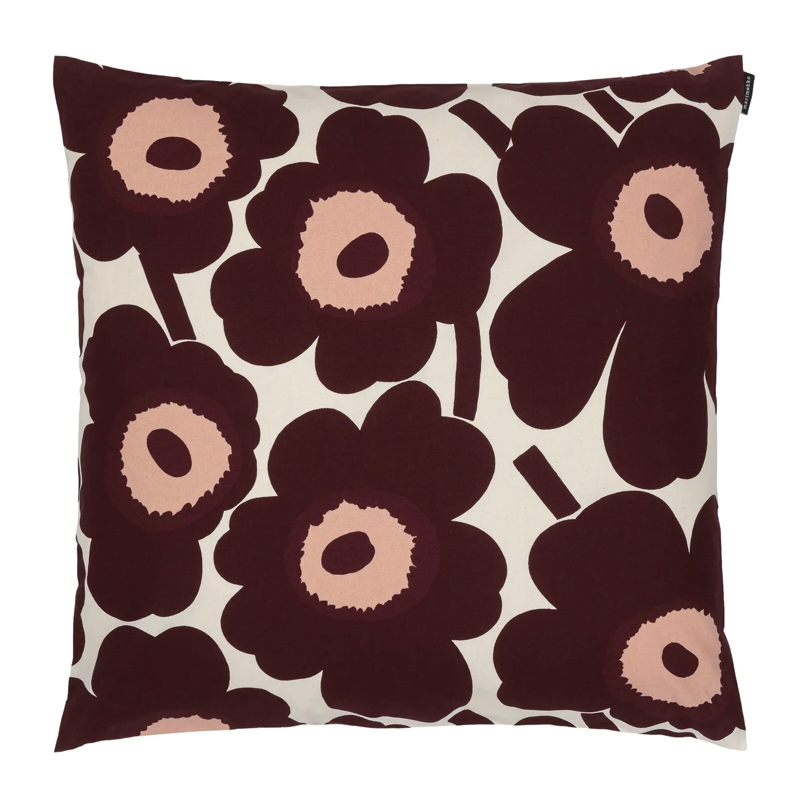 Pieni Unikko kuddfodral 50x50 cm, cotton-burgundy-pink Marimekko