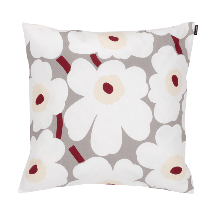 Pieni Unikko kuddfodral 50x50 cm - L. grey-white-d. red-yellow - Marimekko