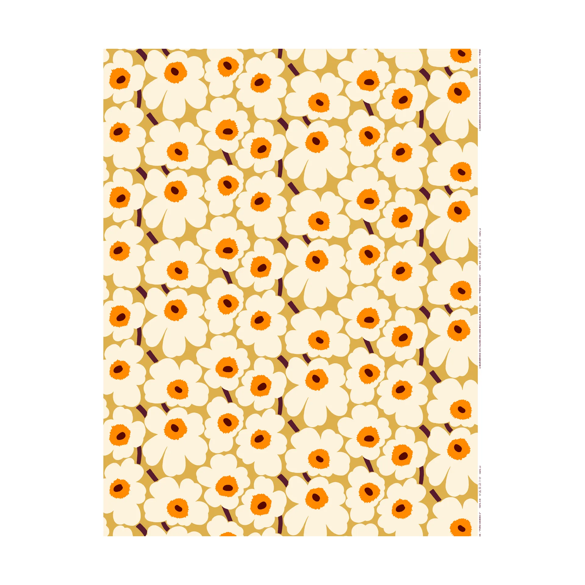 Pieni Unikko tyg bomull, Beige Marimekko