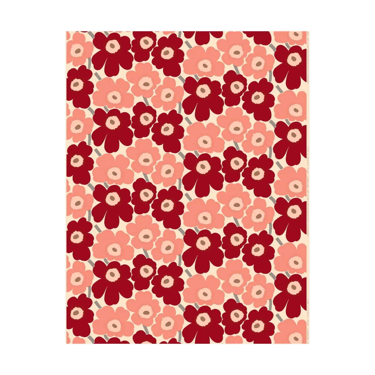 Marimekko Pieni Unikko tyg bomull Cotton-dark cherry-rosa