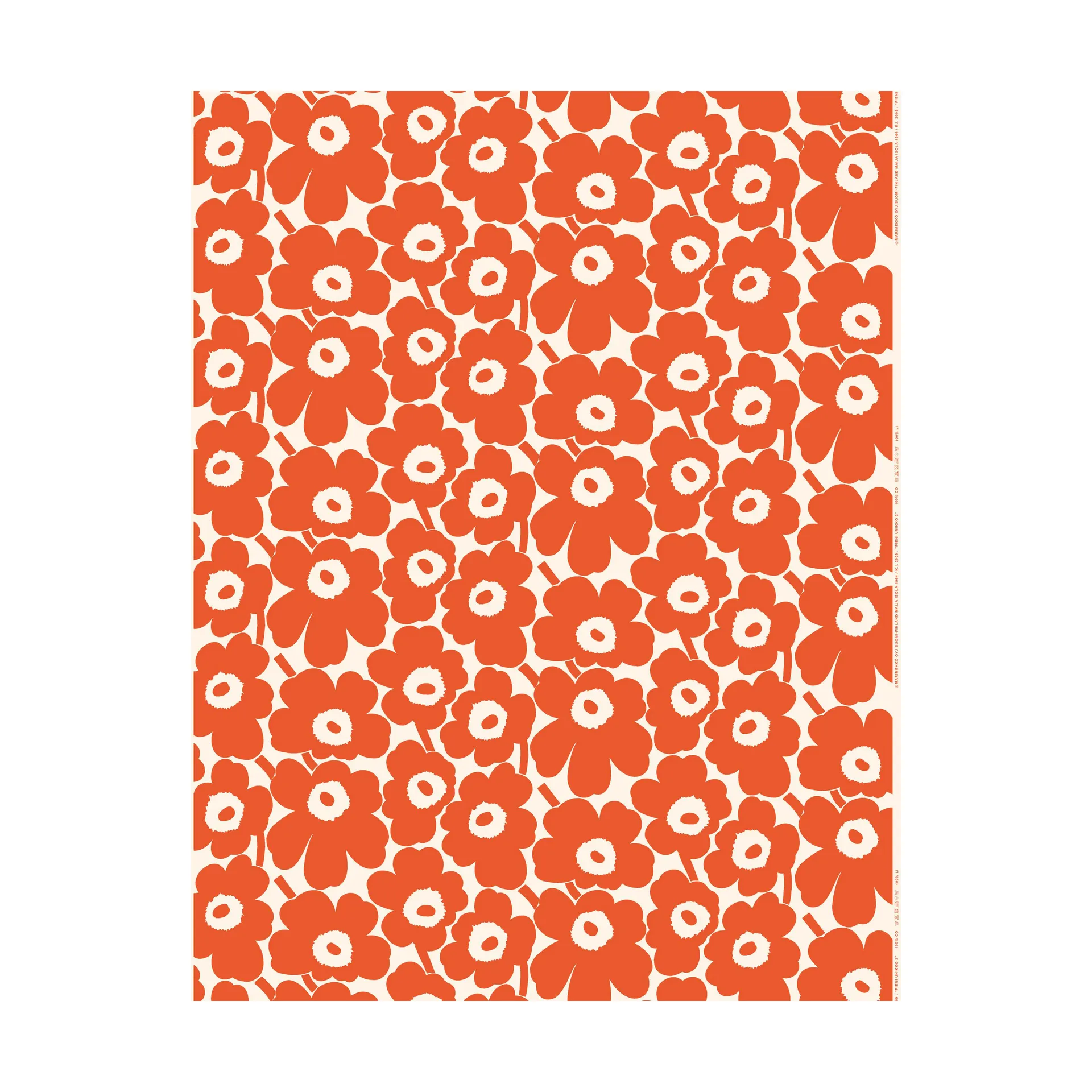 Pieni Unikko tyg bomull, Cotton-orange Marimekko