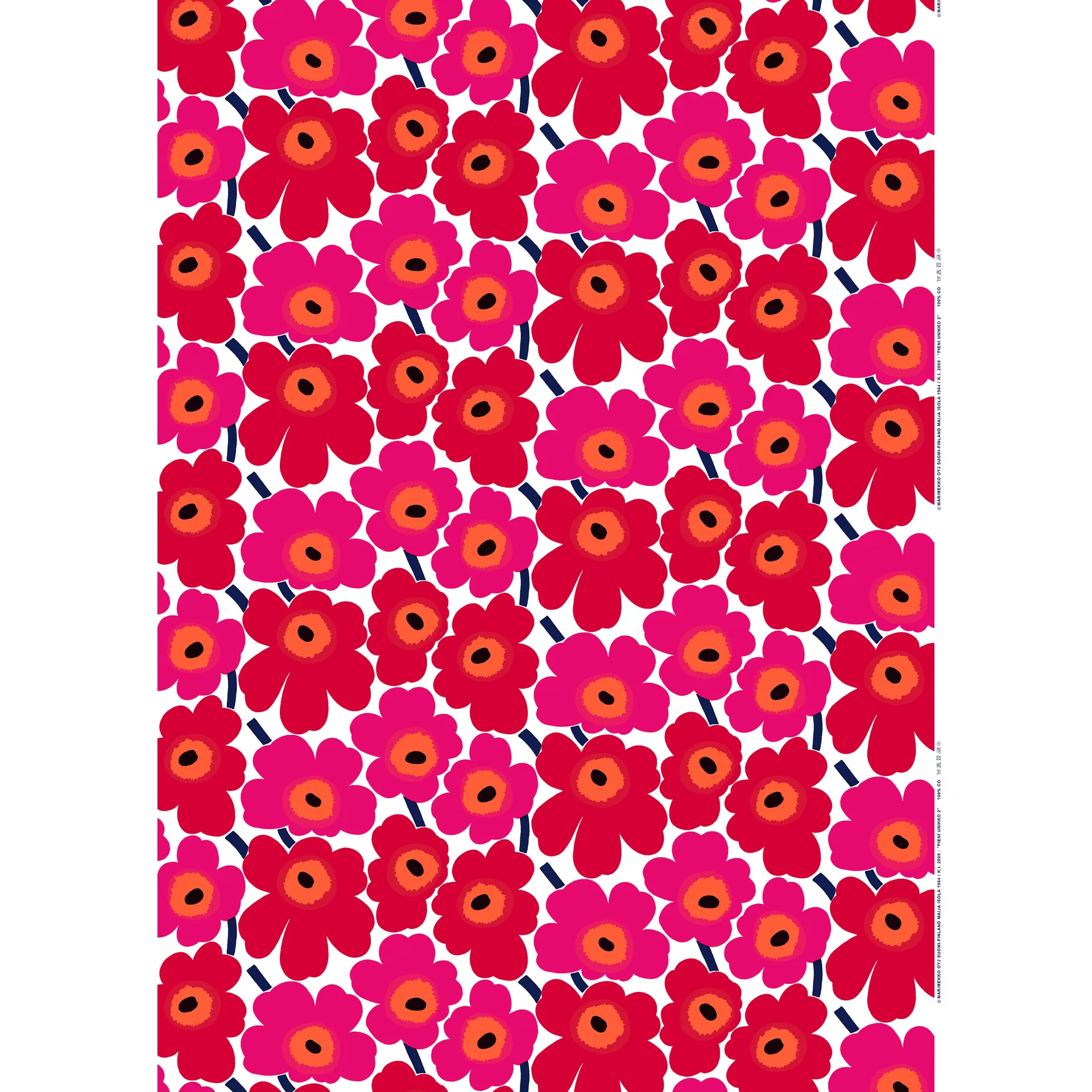 Pieni Unikko tyg bomull, Röd Marimekko