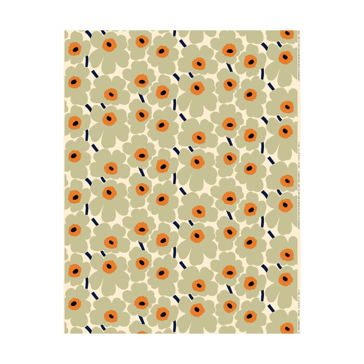 Pieni Unikko tyg bomull, Salvia-warm orange Marimekko