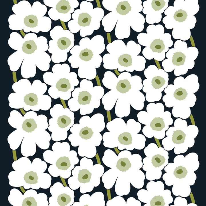 Pieni Unikko tyg bomull, Svart-vit-grön Marimekko
