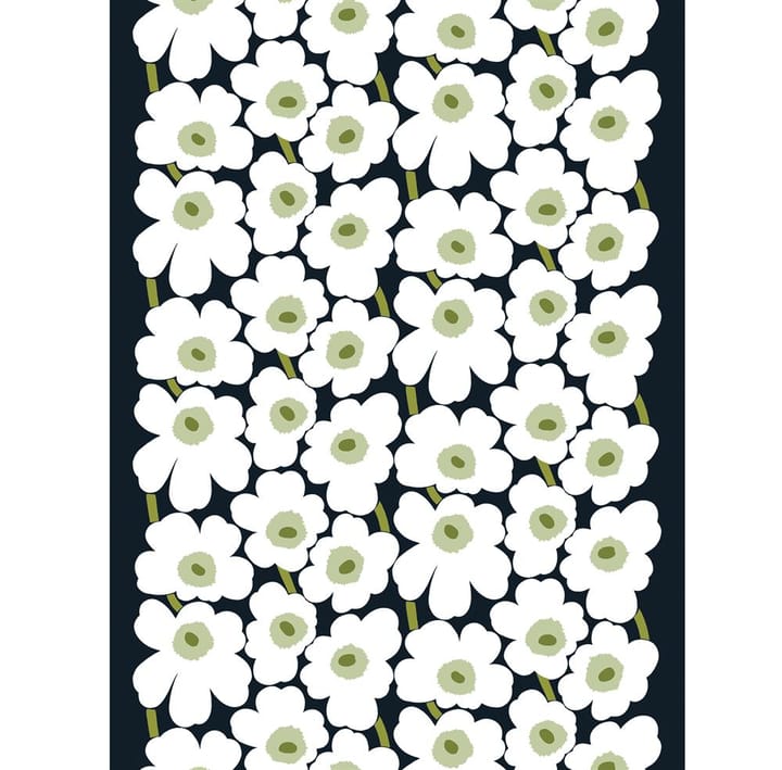 Pieni Unikko tyg bomull, Svart-vit-grön Marimekko
