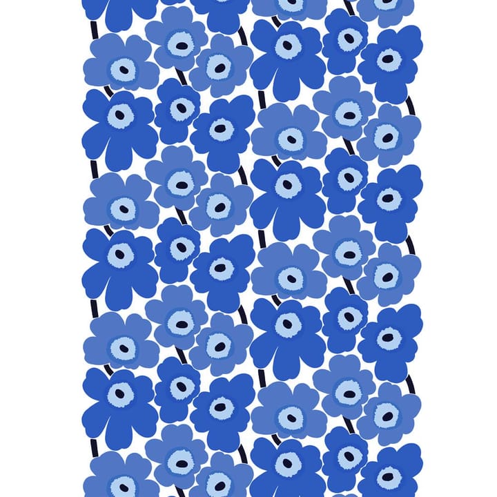 Pieni Unikko tyg bomull, Vit-blå Marimekko
