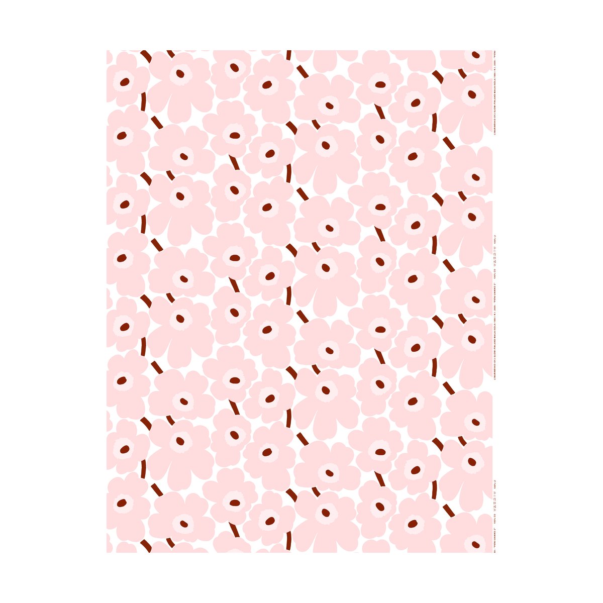 Marimekko Pieni Unikko tyg bomull White-pink-chestnut