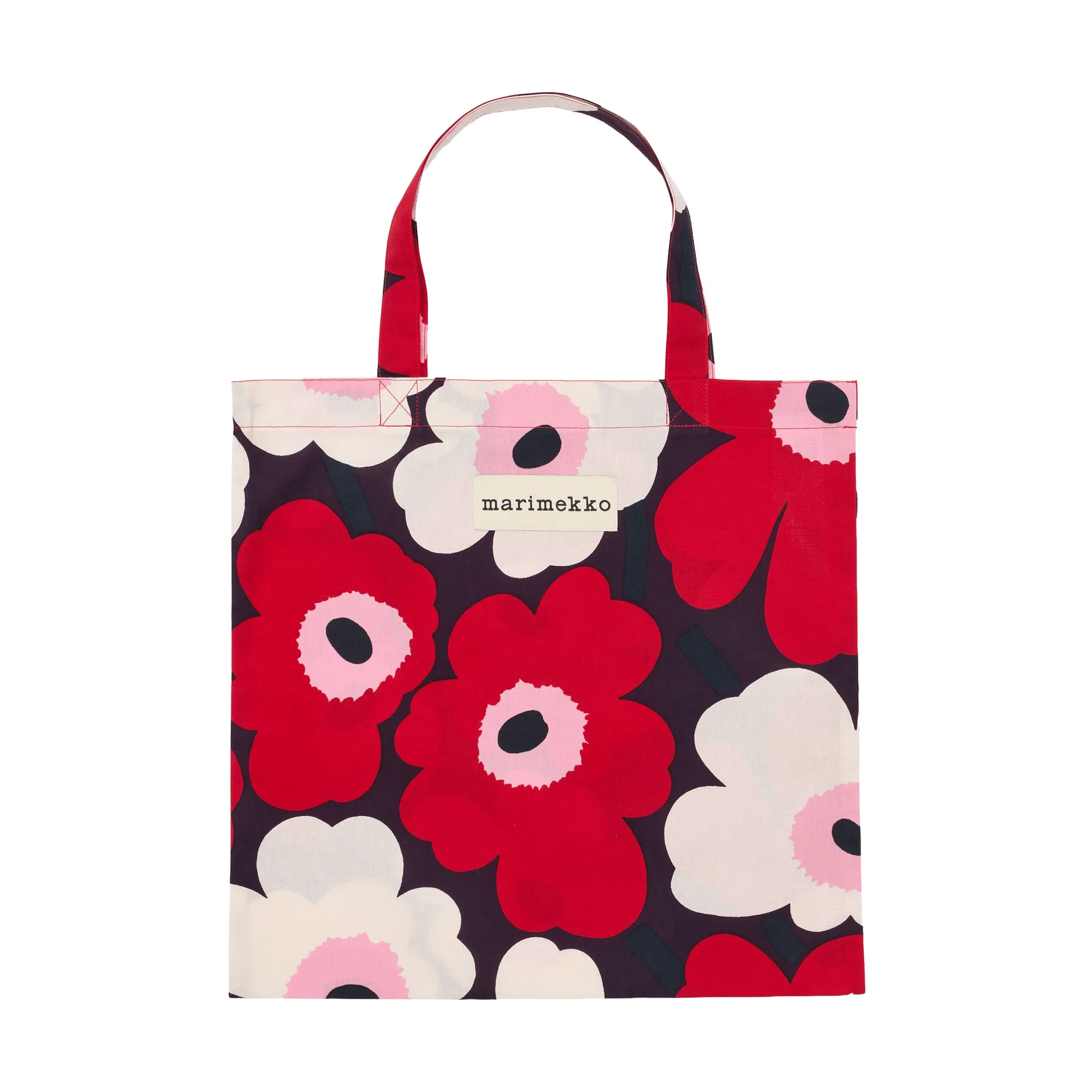 Pieni Unikko väska 44x43 cm, Plum-cranberry-off white-rose Marimekko