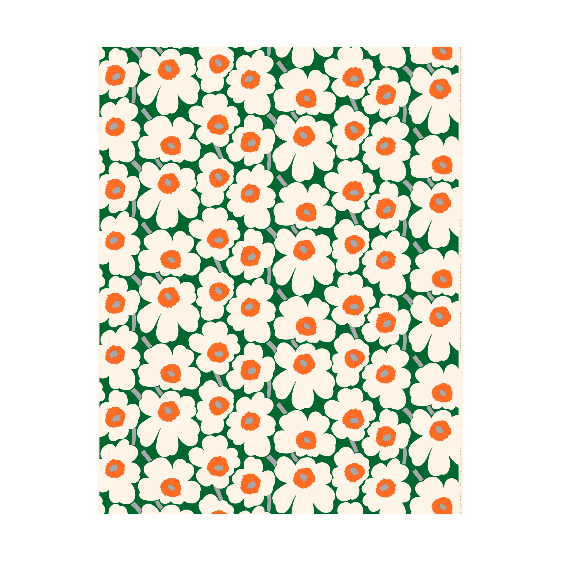Pieni Unikko vaxduk, Green-cotton-orange Marimekko