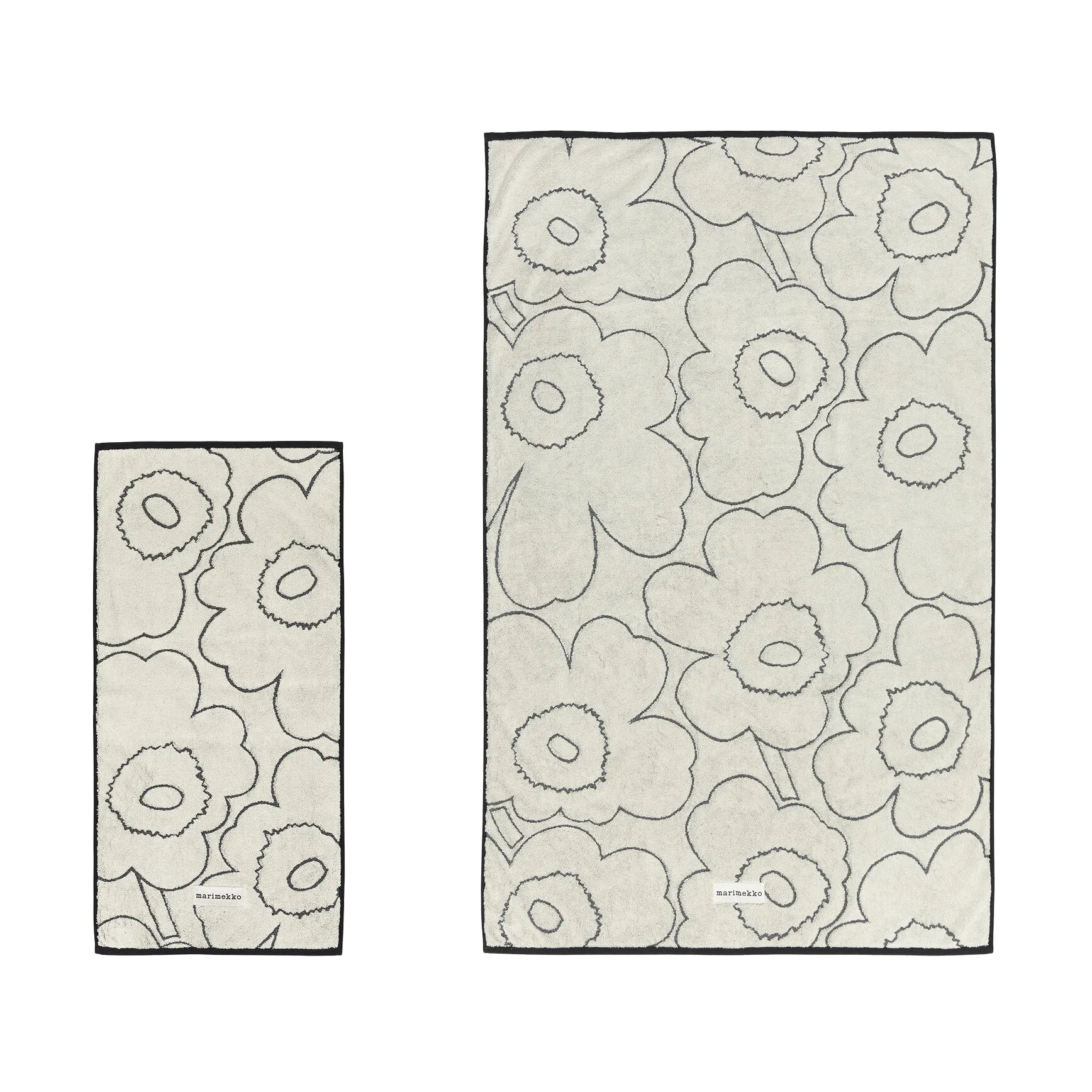Piirto Unikko handduksset 2 delar, Ivory-black Marimekko