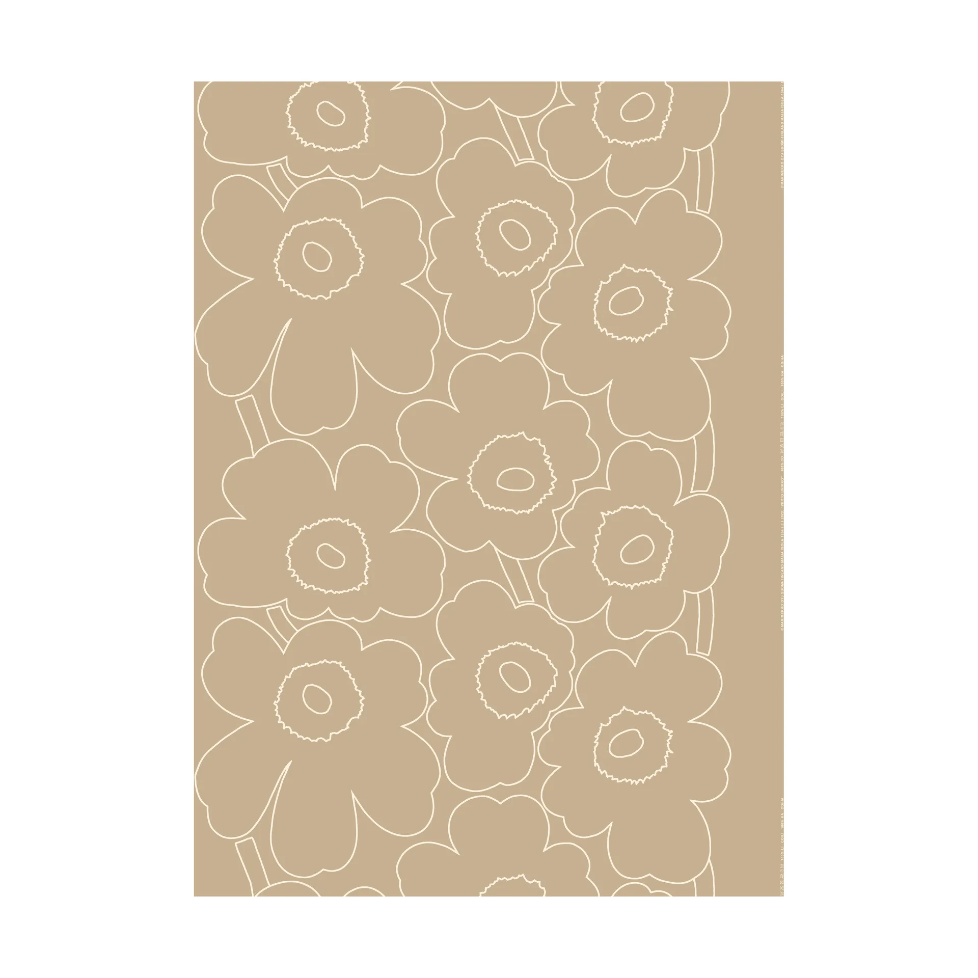 Piirto Unikko tyg oblekt linne, Linen-white Marimekko