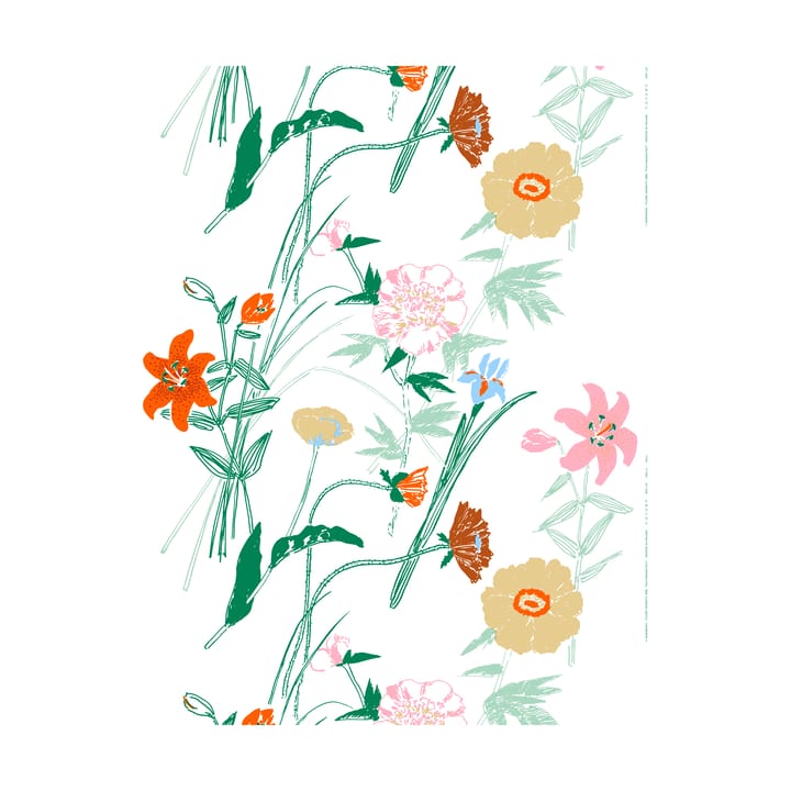 Puutarhakutsut bomullstyg - White-green-orange - Marimekko