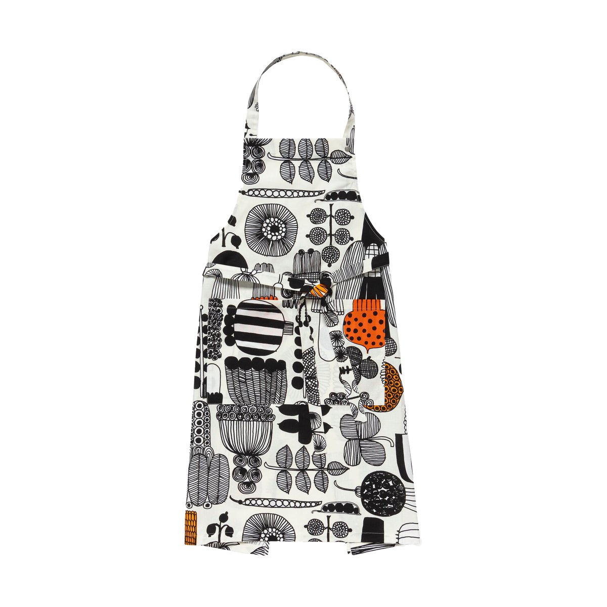 Marimekko Puutarhurin parhaat förkläde White-black-orange