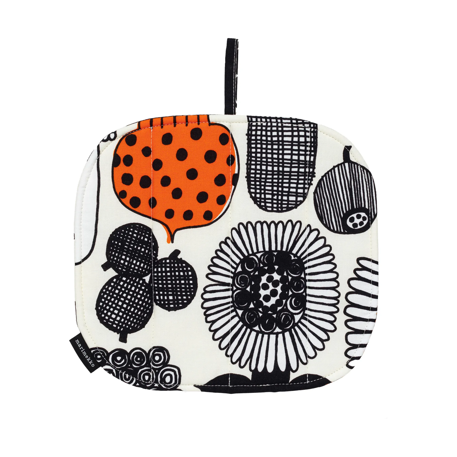 Puutarhurin Parhaat grytlapp, White-black-orange Marimekko
