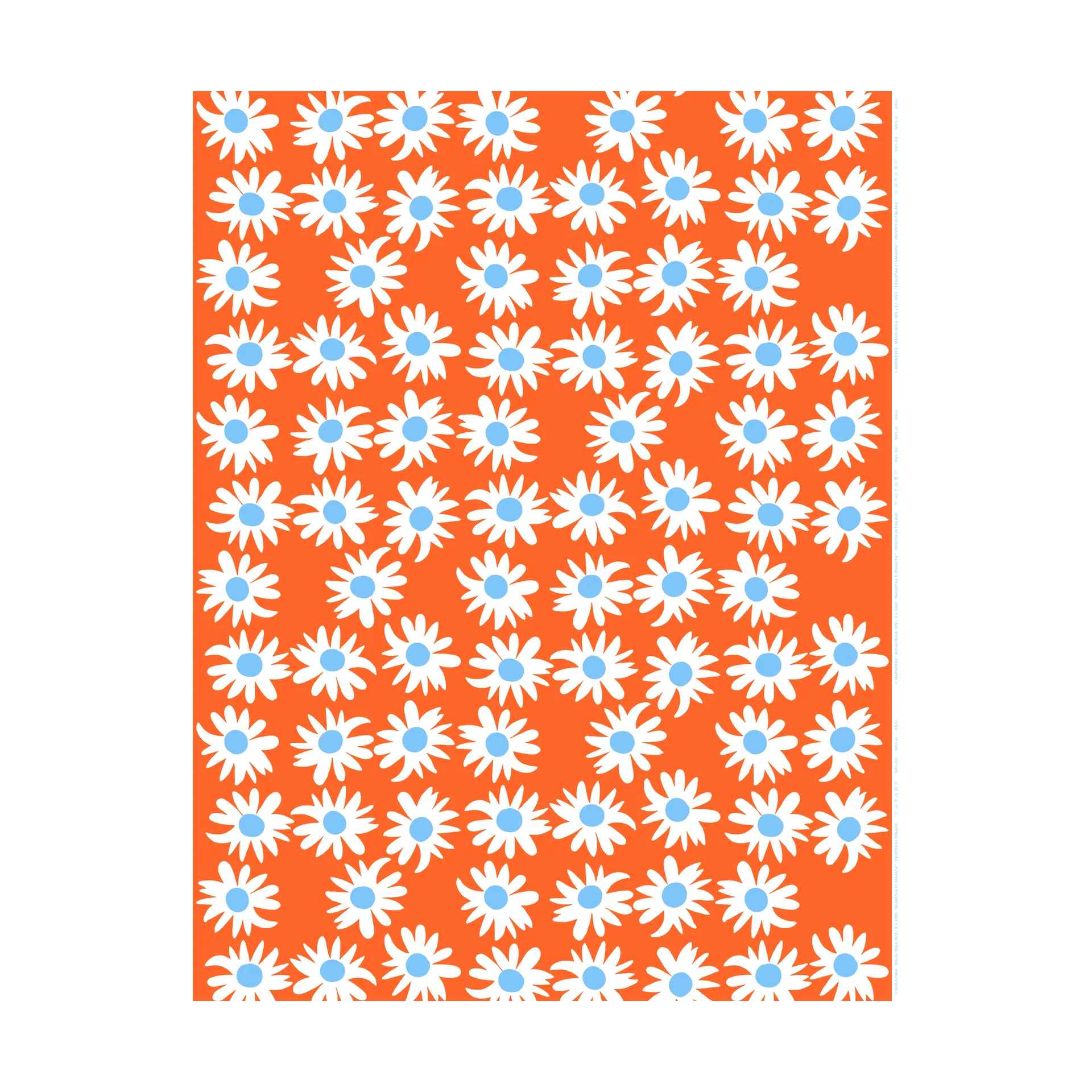 Rakastaa ei rakasta vaxduk, Orange-Off-white-light blue Marimekko