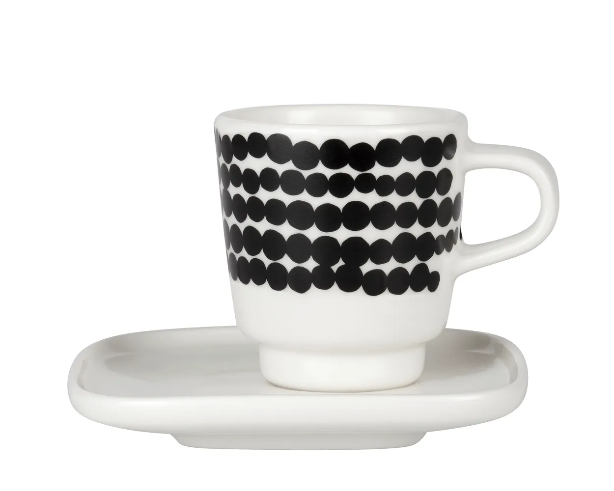 Marimekko Räsymatto espressokopp svart-vit | Skandinavisk Design | Espressokoppar | Svart