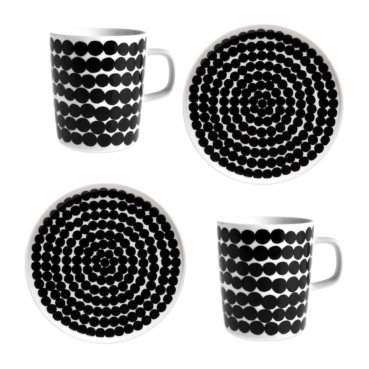 Marimekko Räsymatto frukostset Vit-svart | Skandinavisk Design | Serviser & Startset | Svart