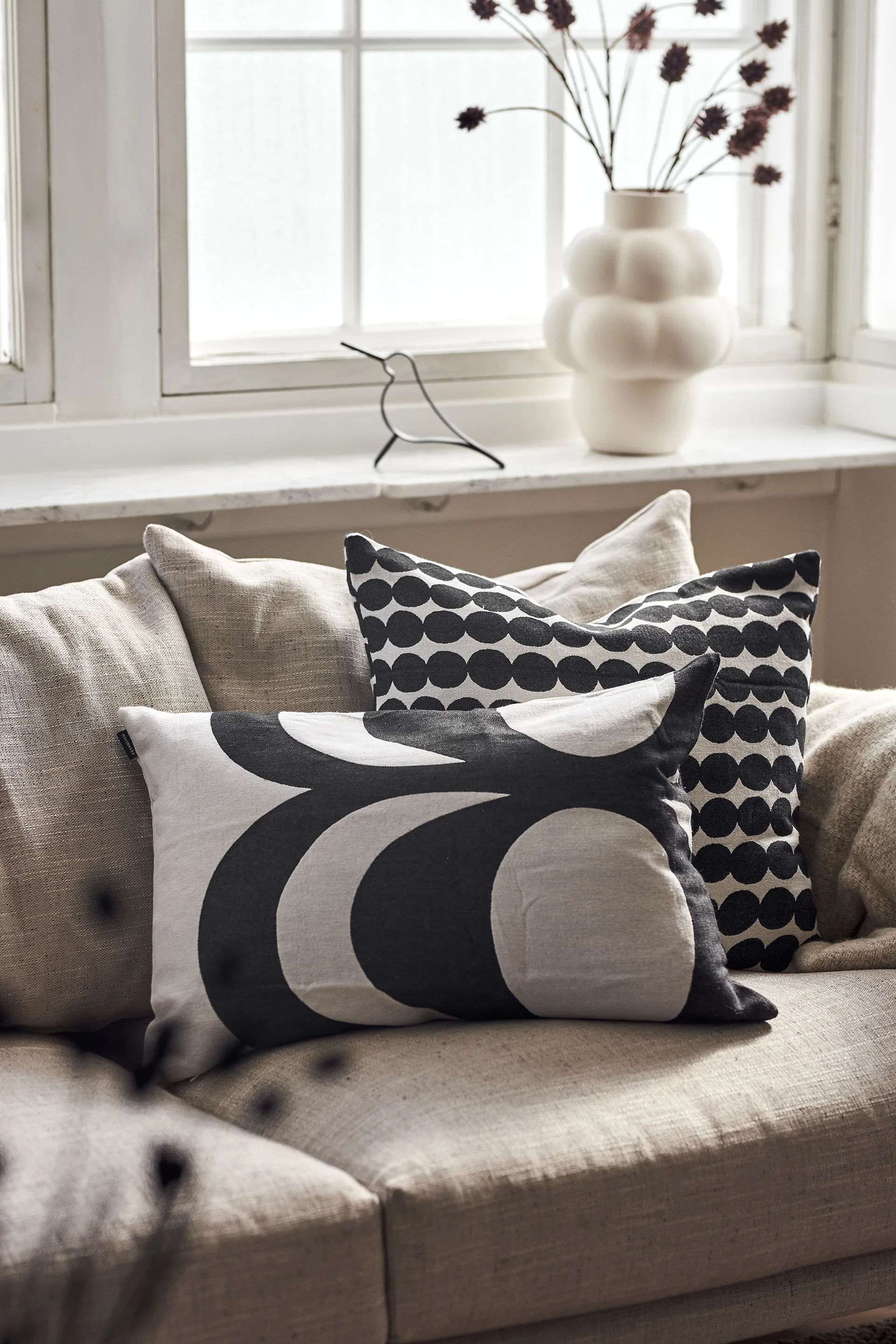 Räsymatto kuddfodral 50x50 cm, Vit-svart Marimekko