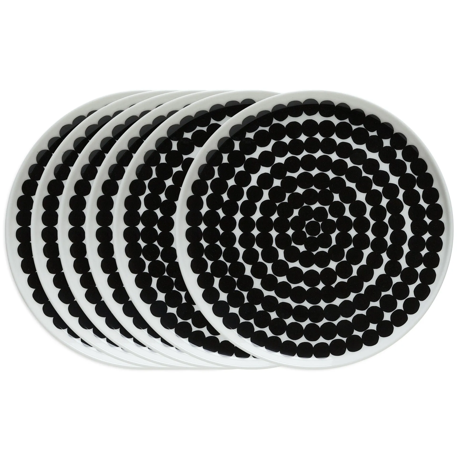Räsymatto tallrik 20 cm, 6-pack svart-vit,  Marimekko