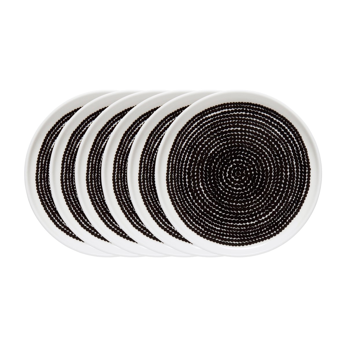 Marimekko Räsymatto tallrik 25 cm - 6 pack små prickar svart-vit (små prickar)