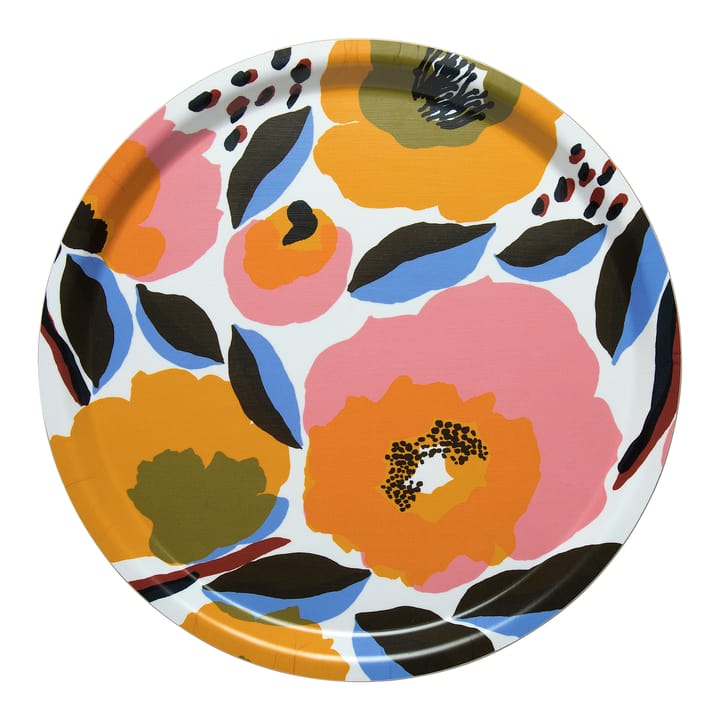 Rosarium bricka Ø31 cm - Vit-röd-gul-blå - Marimekko