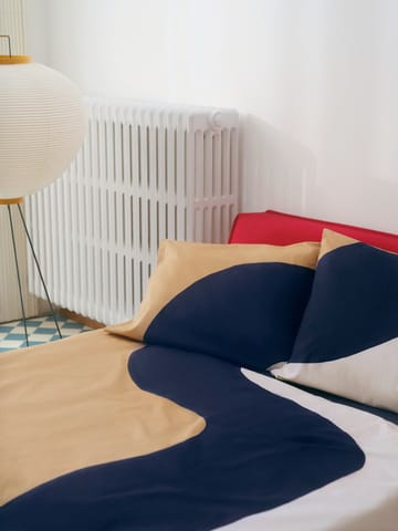 Seireeni påslakan 150x210 cm - Beige-mörkblå-naturvit - Marimekko